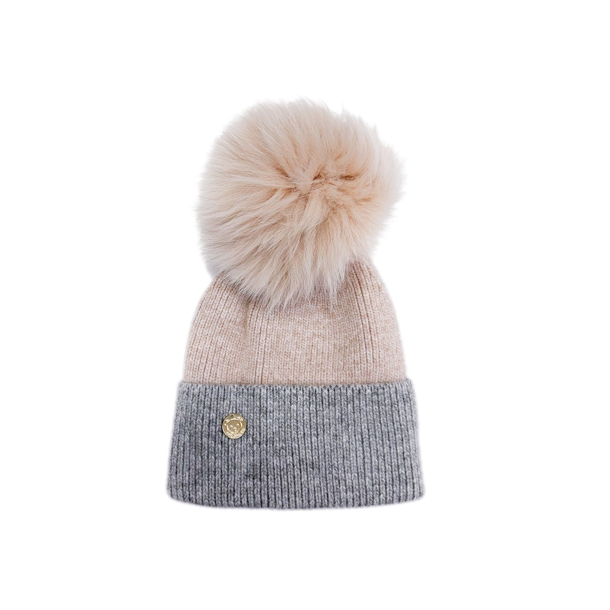 Two Toned Angora Hat Pink With Grey