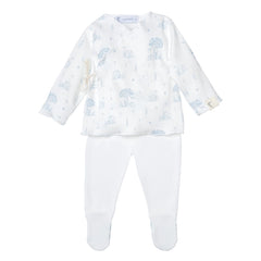 Mon Cheri Baby Boy Gift Set – White & Blue with Hat & Mittens