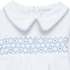 Charlie Hand-Smocked Pima Cotton Baby Footie