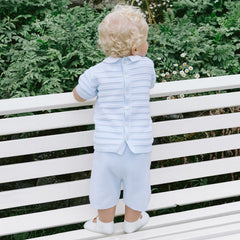 Jerry Baby Blue Boys Stripe Knit Top and Shorts Set