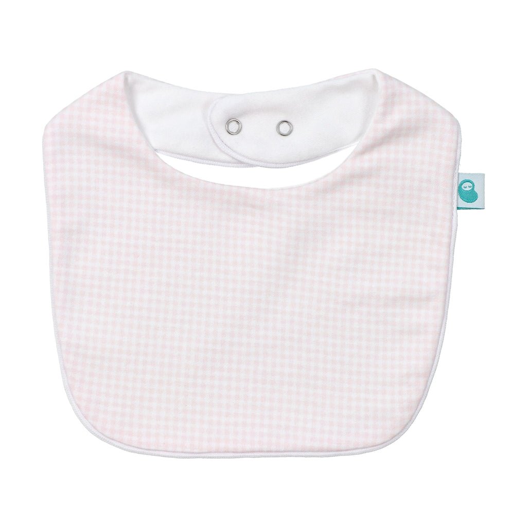 Pink Square Bib in Vichy Cotton Knit