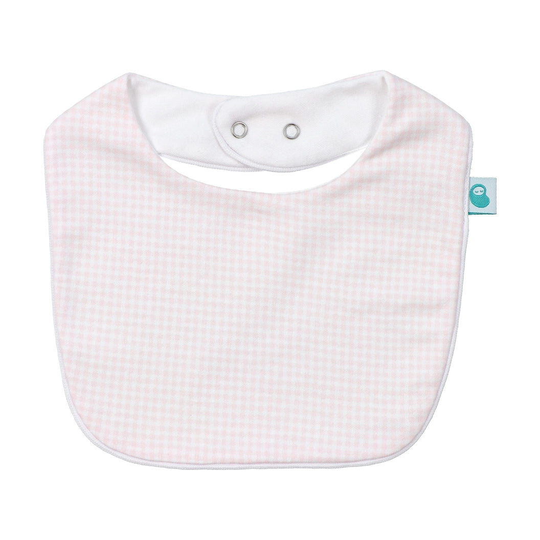 Pink Square Bib in Vichy Cotton Knit