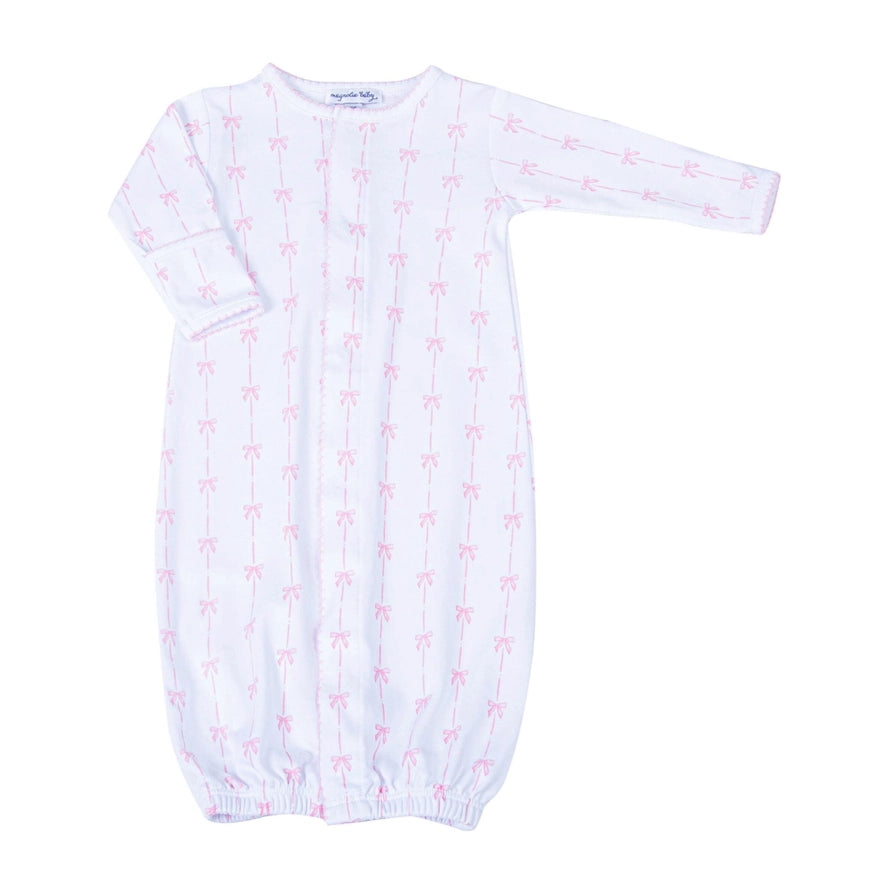 White Pima Cotton Pink Ribbons Print Converter Gown