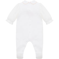 Lucy Girls White Bunny Embroidery Babygrow & Hat Set