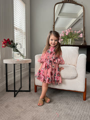 Flora Pink Flower Print Dress