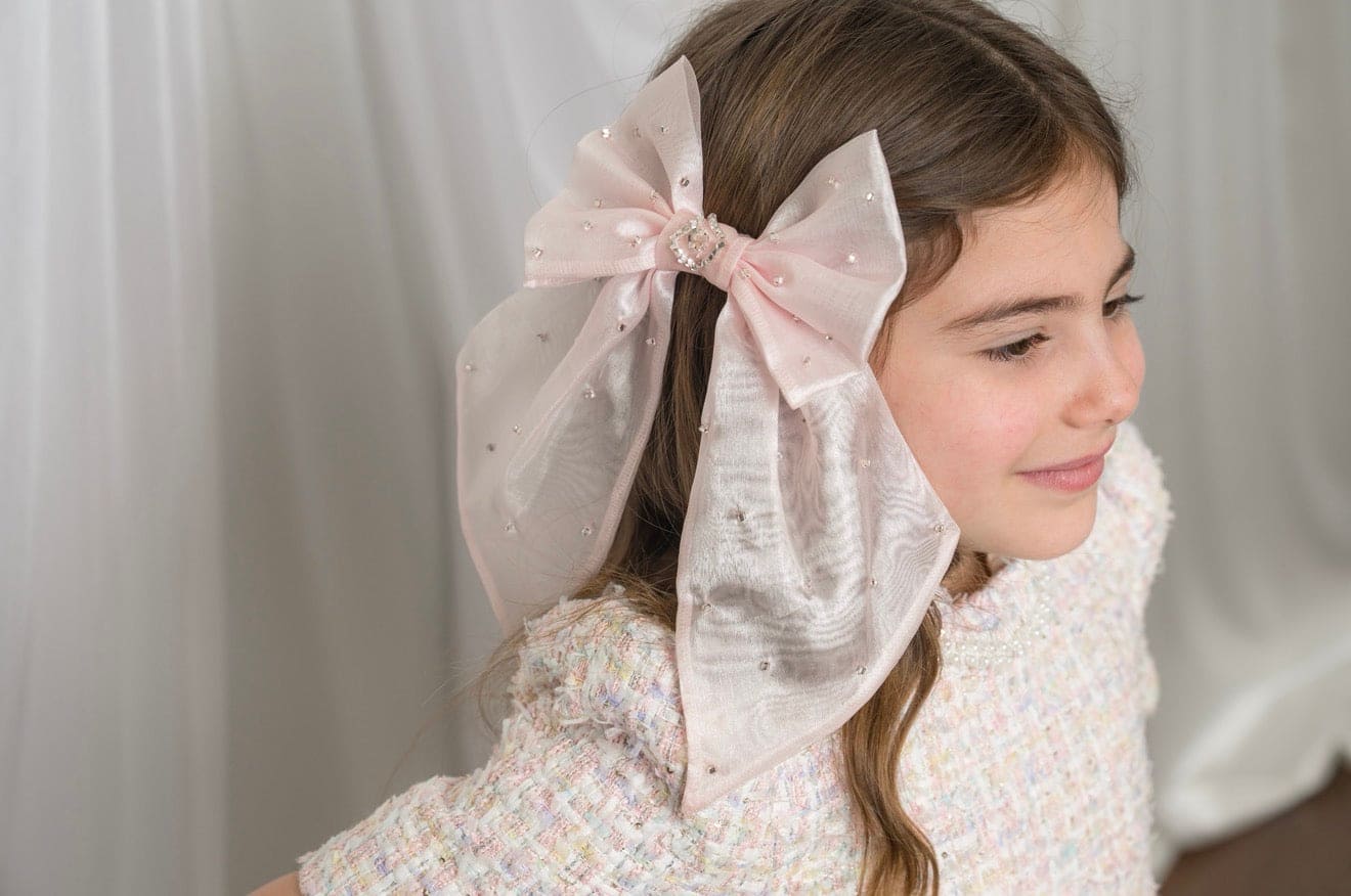 Juliette Pink Organza Hair Bow - Petite Maison Kids