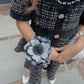 Alex Black Flower Tie With Flower Tassels