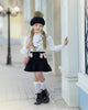 Gwen White Blouse With Black Ruffle Trim