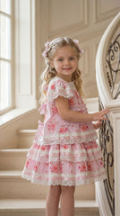 Amelia Pink Flower Print Short Sleeve Top