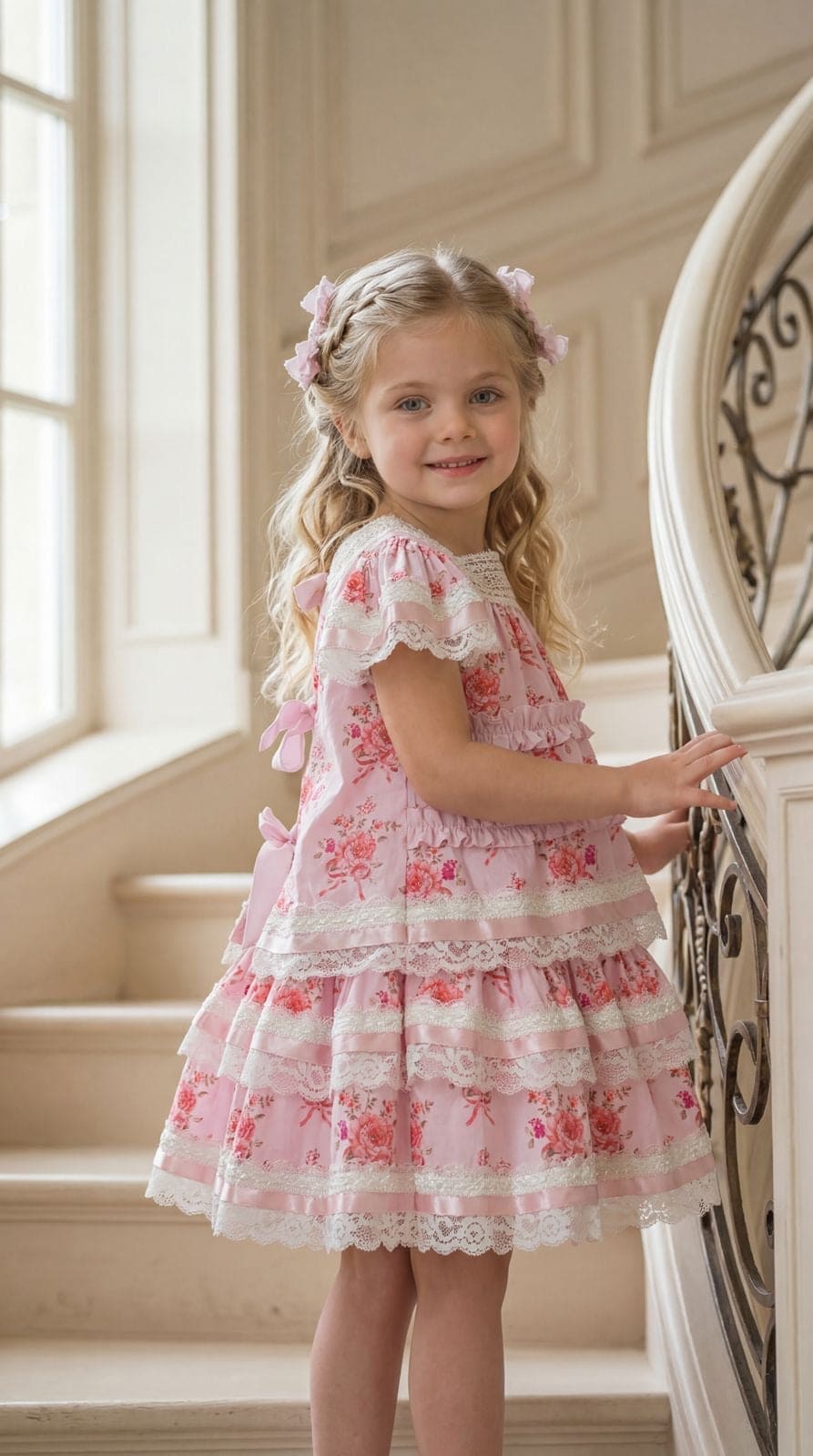 Amelia Pink Flower Print Short Sleeve Top