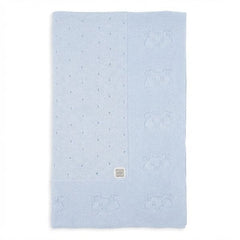 Baby Blue Knit Blanket Cotton with Teddy Bear Pattern - Petite Maison Kids
