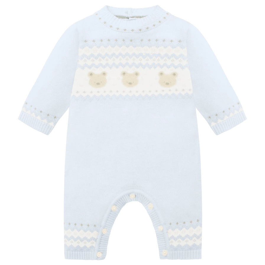 Kristian Boys Blue Teddy Knit All in One & Hat Set