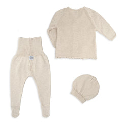 Beige Knit Three Piece Baby Set