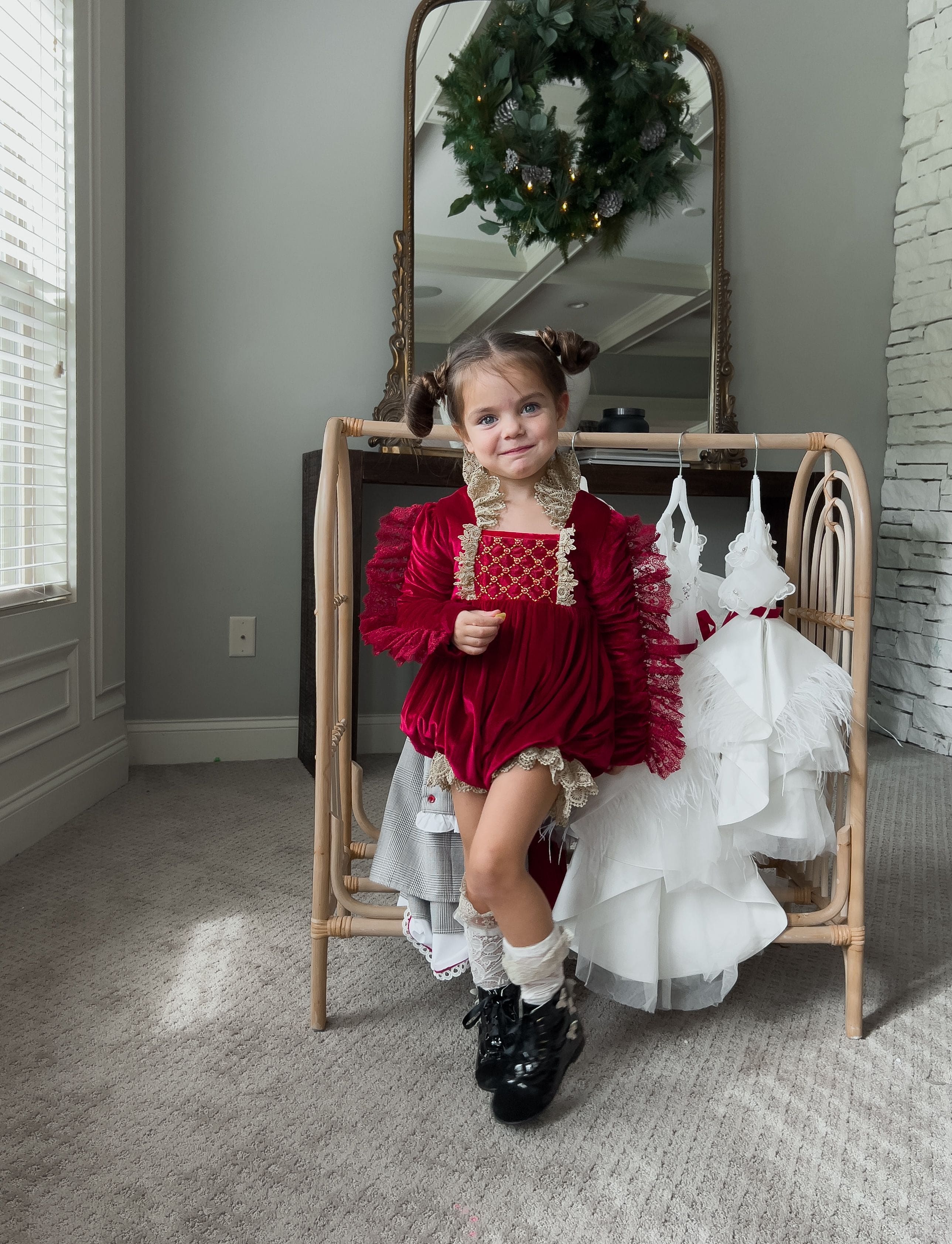 Victoria Red Velvet Romper