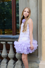 Violet Tweed and Tulle Dress