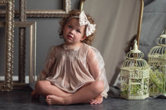 Helena Beige Velour Baby Headband