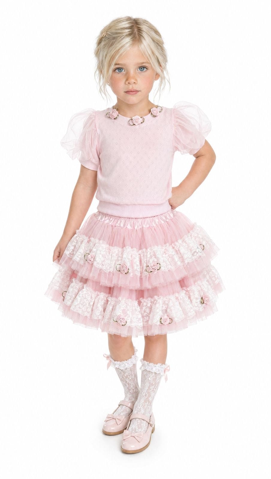 Harlow Pink Embroidered Tulle Skirt