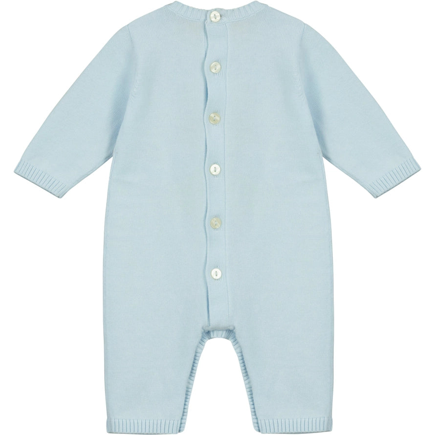 Easton Blue Knit Bear Babygrow and Hat Set