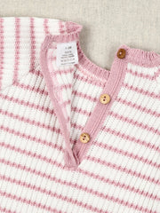 Pink and White Striped Knit Cotton Onesie