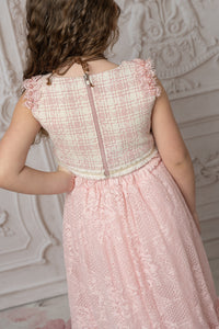 Molly Pink Tweed Top and Lace Skirt Set