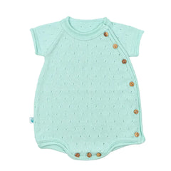 Mint Green Short Sleeve Cotton Knit Romper