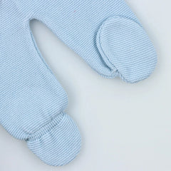 Serene Light Blue Knit Baby Sweater and Footed Pants  Set