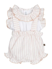 Pololo Bundi White and Pink Stripes Baby Girls Set