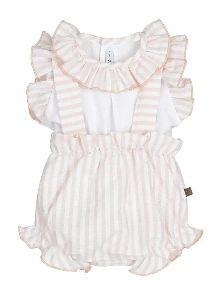 Pololo Bundi White and Pink Stripes Baby Girls Set