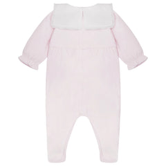Katie Baby Girls Pink Velour Babygrow