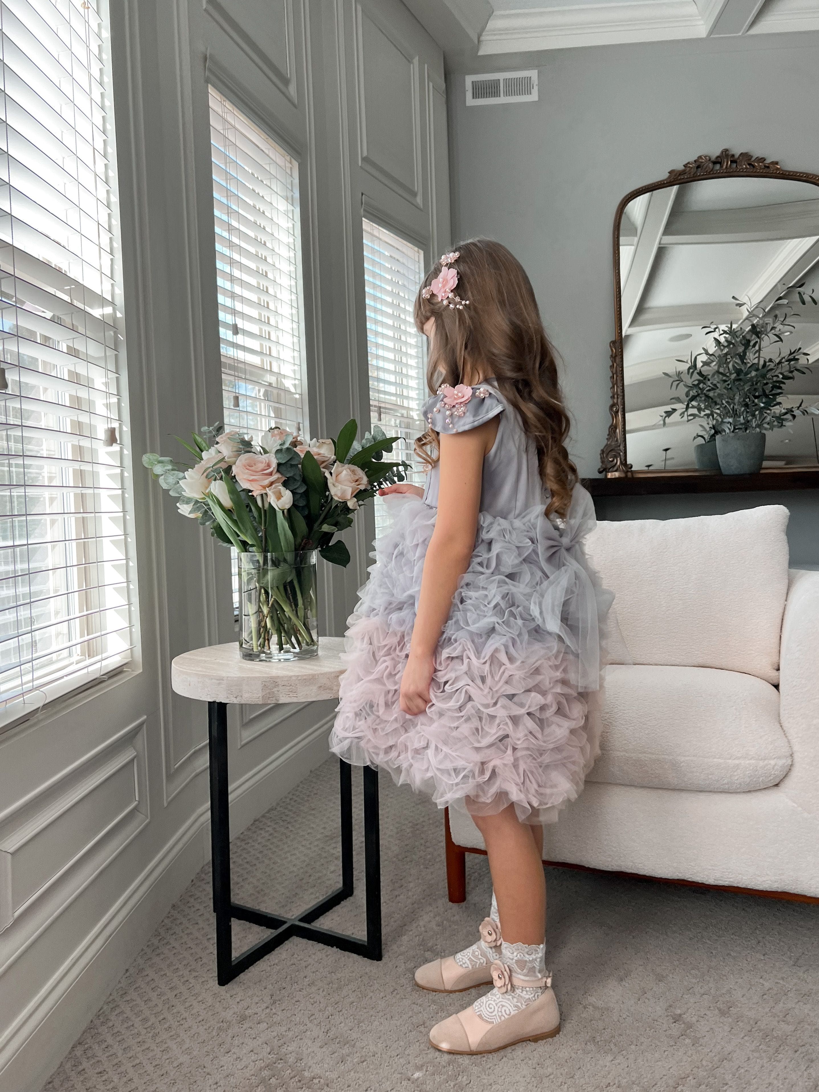 Mia Grey and Pink Ombré Cupcake Tulle Dress