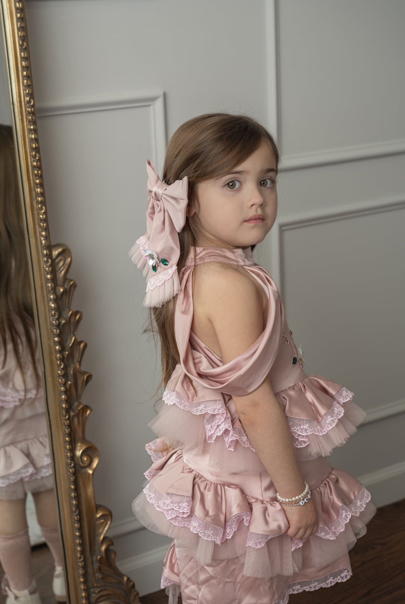 Pink Satin Ballerina Hair Bow