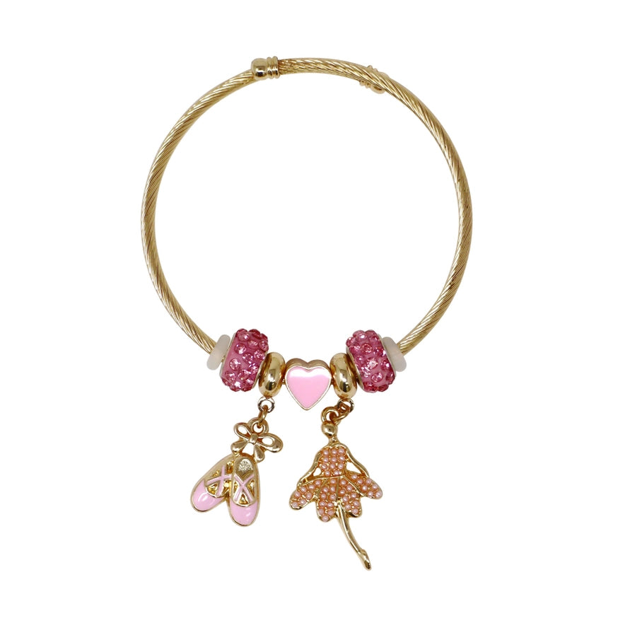 Ballerina Charm Bracelet for Girls — Gold-Plated & Hypoallergenic
