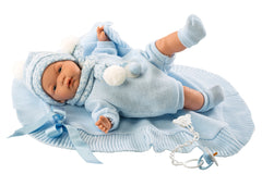 Soft Body Crying Baby Doll Mateo with Blanket — 15 in Interactive Boy Doll