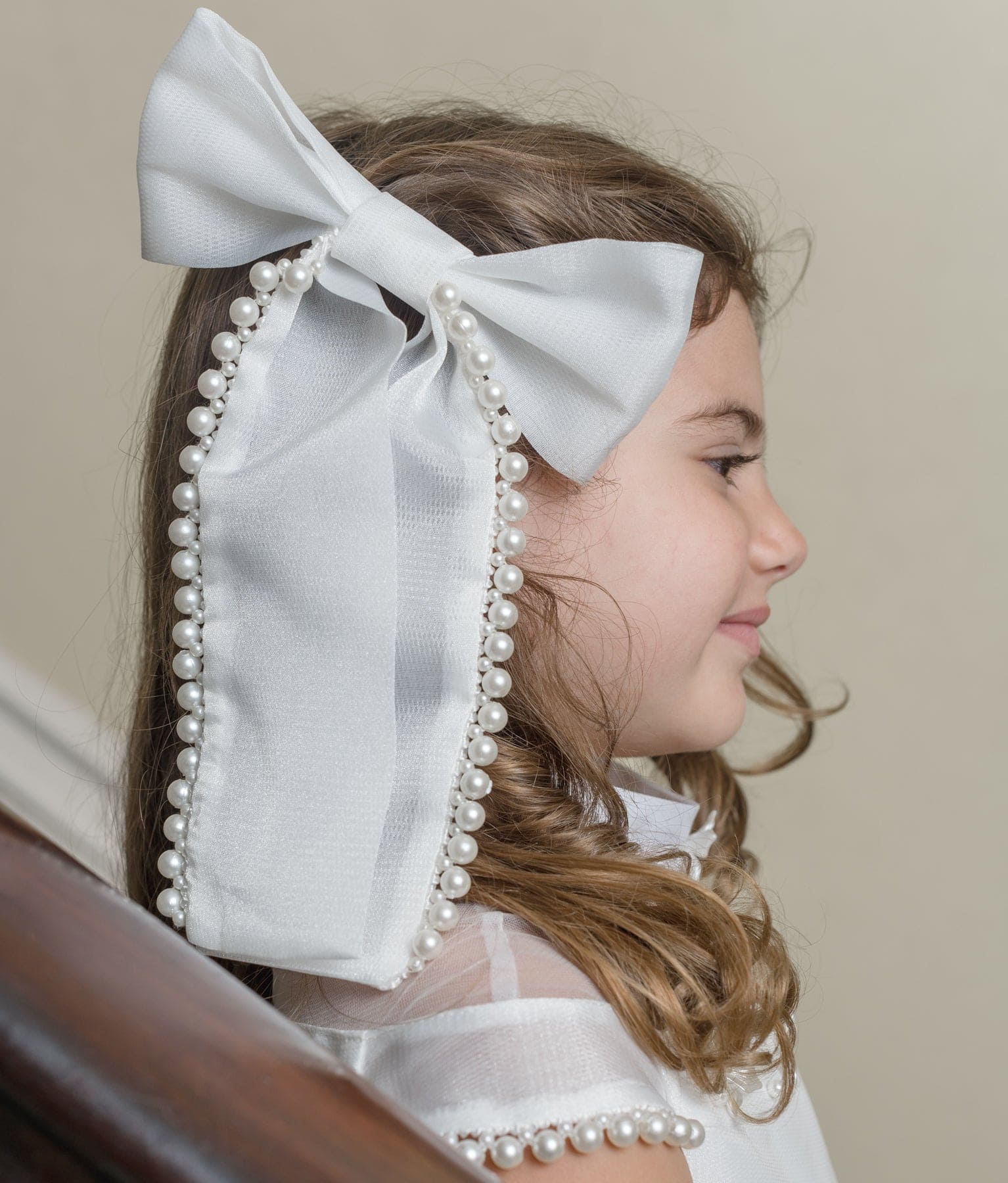 White Pearl Ceremony Hair Bow