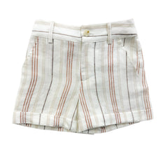 White and Beige Boys' Striped Linen Shorts