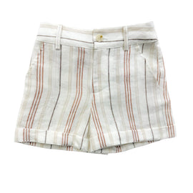 White and Beige Boys' Striped Linen Shorts - Petite Maison Kids