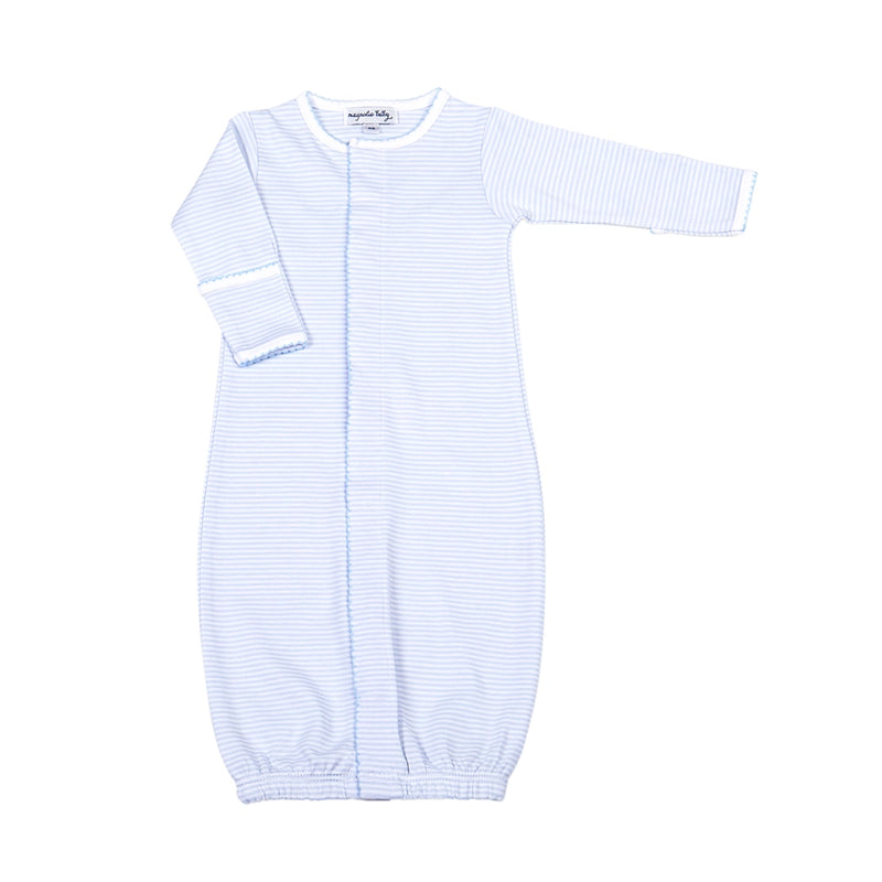 Mini Stripes Baby Blue Pima Cotton Converter Gown