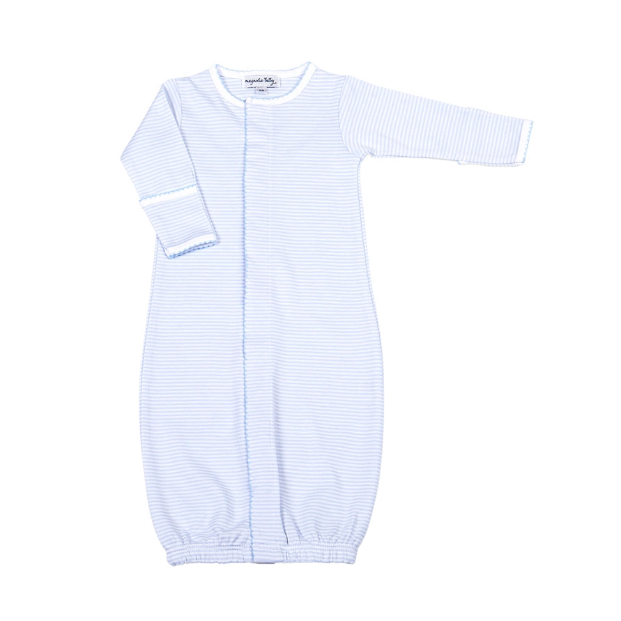 Mini Stripes Baby Blue Pima Cotton Converter Gown