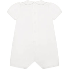 Jody White Girls Heart Embroidery Romper