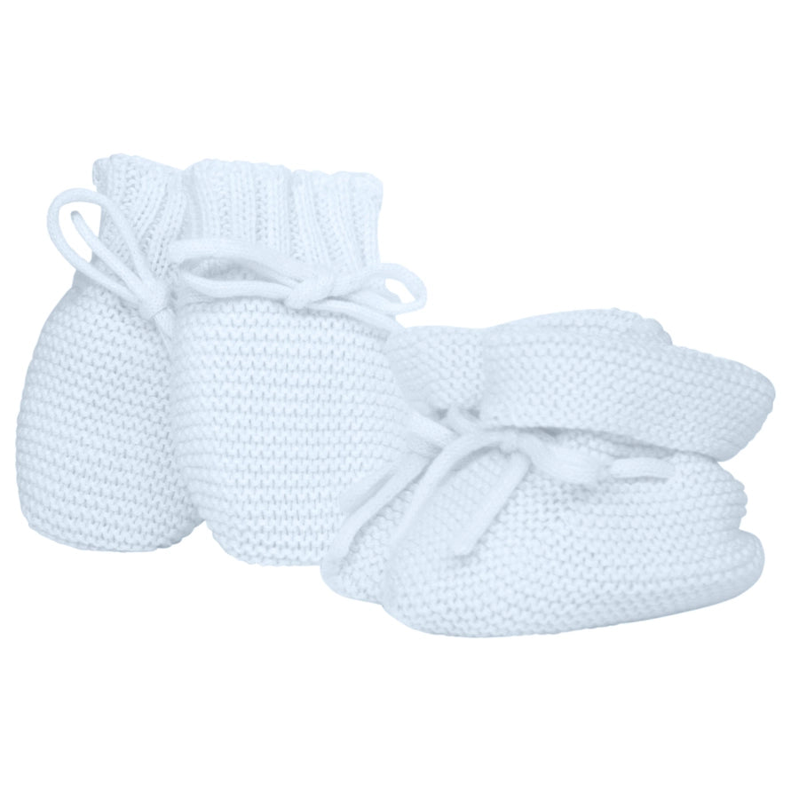 Baby Blue Boys Knitted Mittens & Booties Gift Set