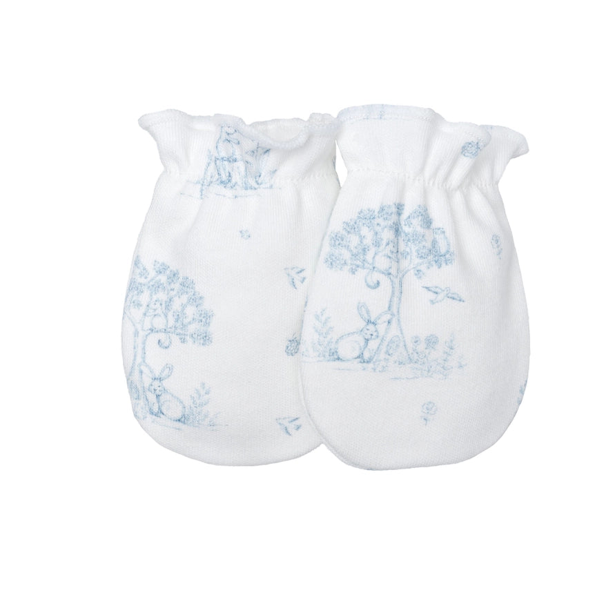Mon Cheri Baby Boy Gift Set – White & Blue with Hat & Mittens