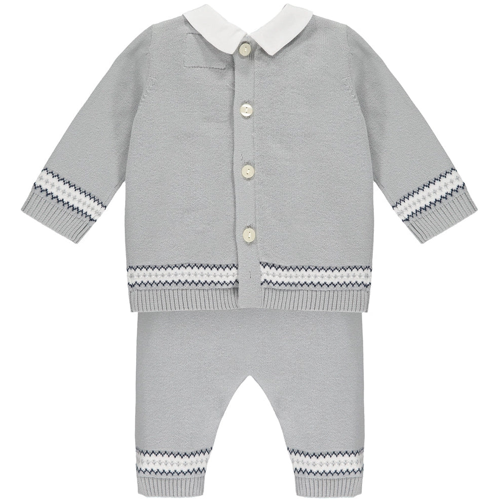 Aiden Grey Knit Teddy Bear Trouser And Hat Set