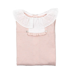 Pink Babygrow with Cotton Fabric Collar