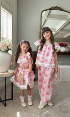 Amelia Pink Flower Print Pants - Petite Maison Kids