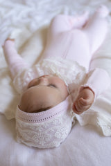 Pink Spanish Lace Knit Bonnet