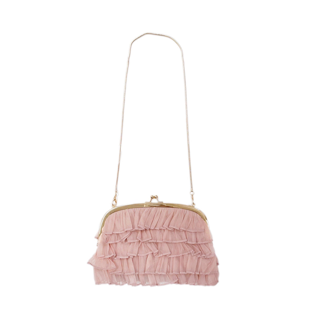 Dusty Pink Organza Ruffle Handbag