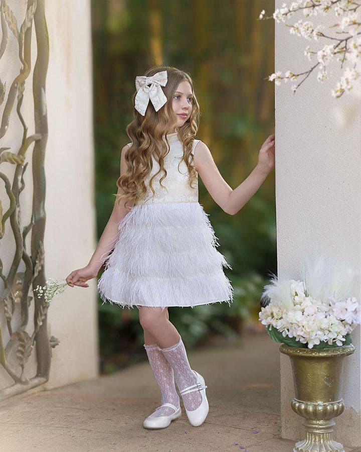 Eliza Ivory Feather Dress