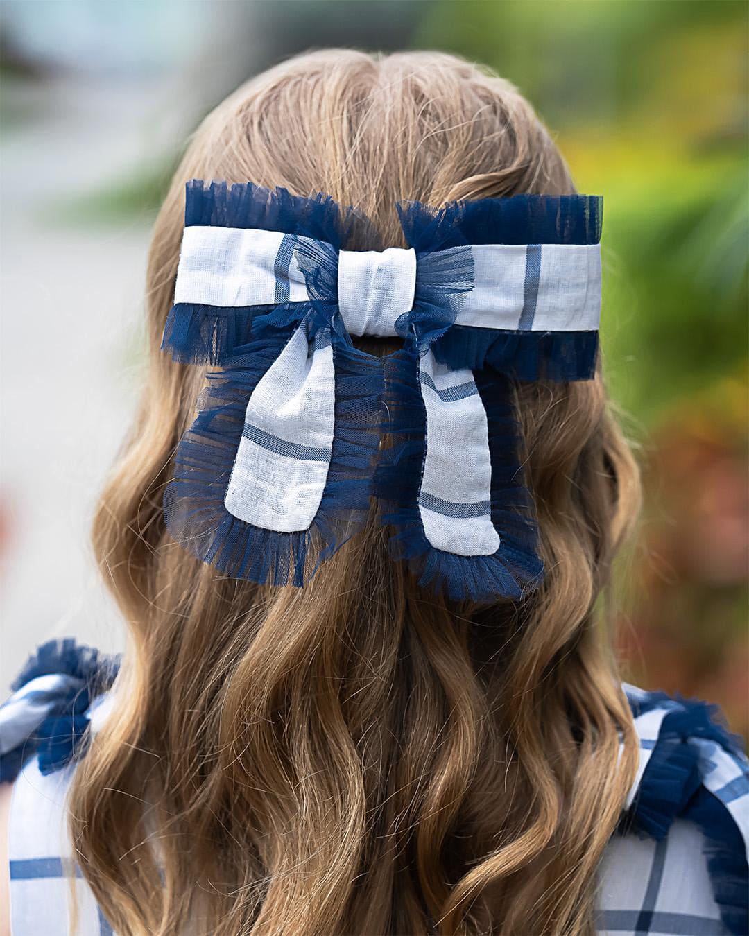 Checkered Linen Hair Bow