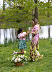Eva Skirt and Blouse Pink and Green Floral Tulle Set