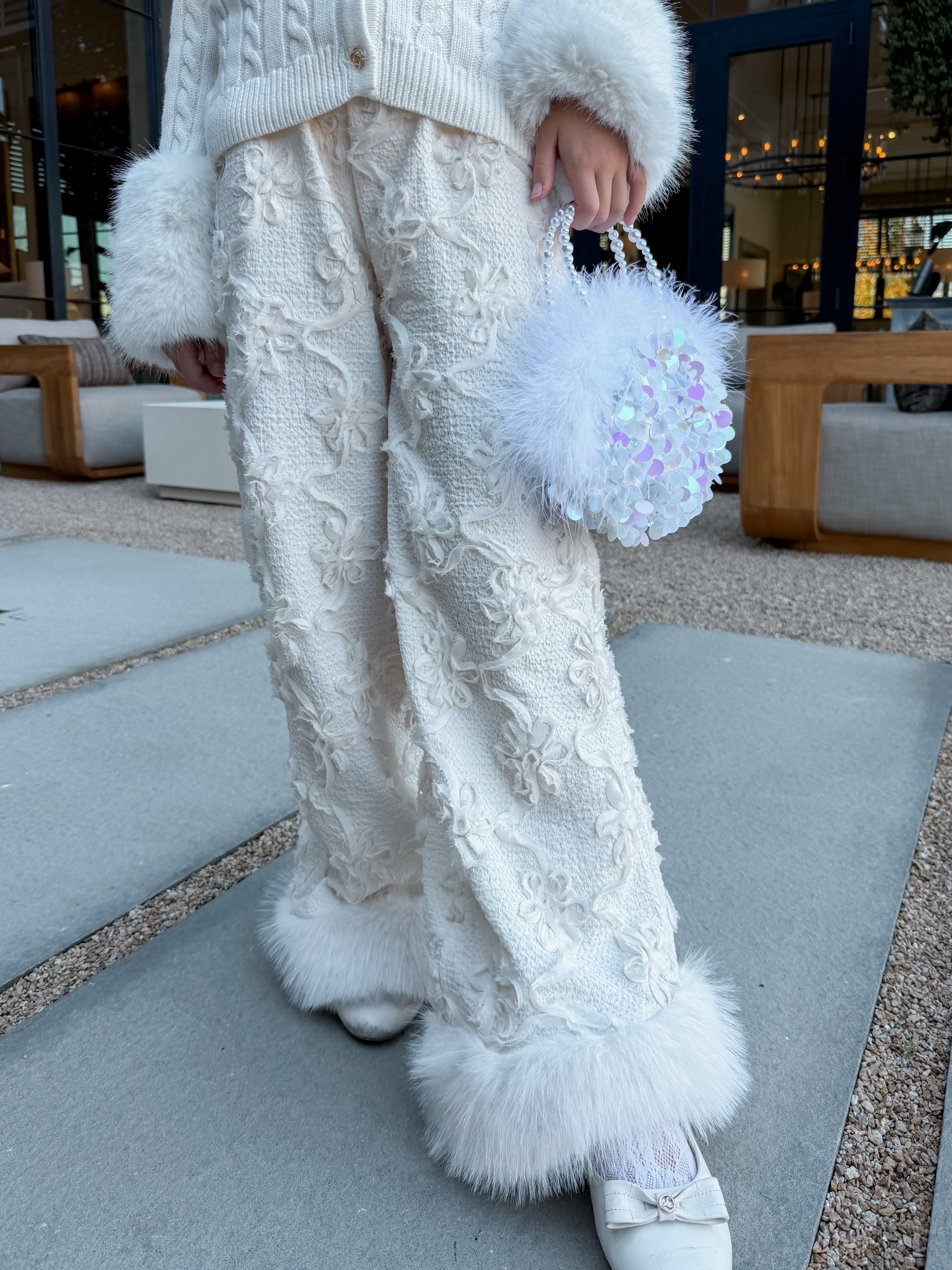 Sequin Feather Hand Bag